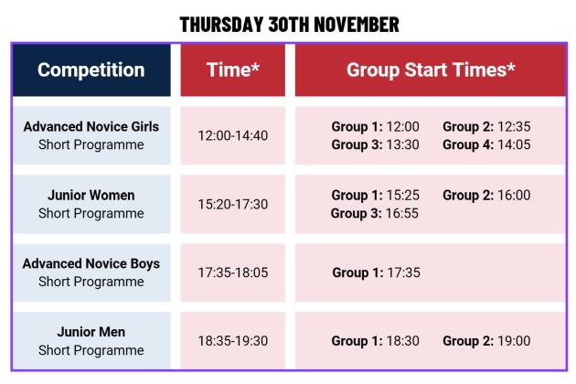 THURSDAY 30TH NOVEMBER